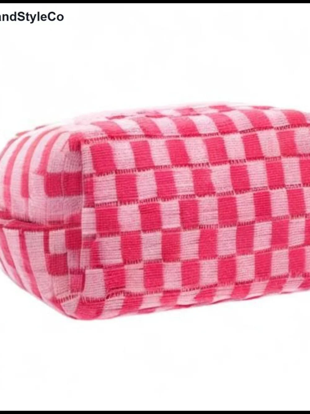 Checkered Makeup Bag Portable Zipper Cosmetic Pouch Travel Case